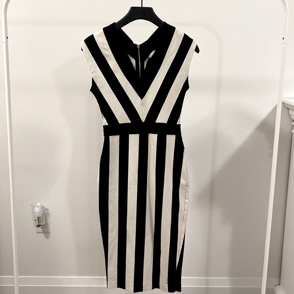 Black and white striped dress